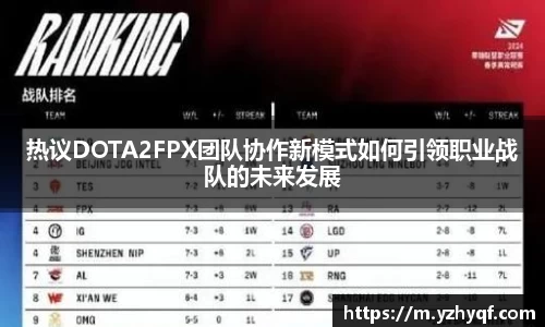 热议DOTA2FPX团队协作新模式如何引领职业战队的未来发展